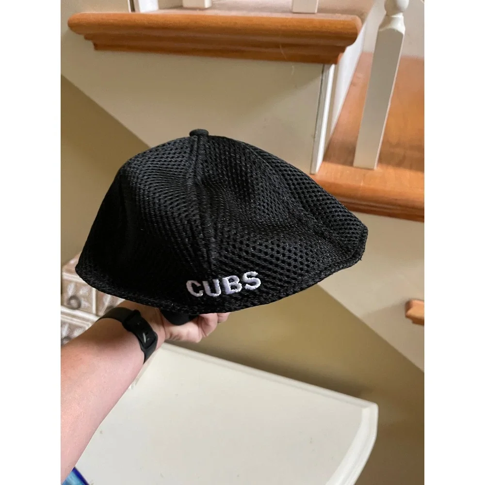 Chicago Cubs Hat throwback Logo Black White New Era 3930 Flex Fitted Lg XL Cap